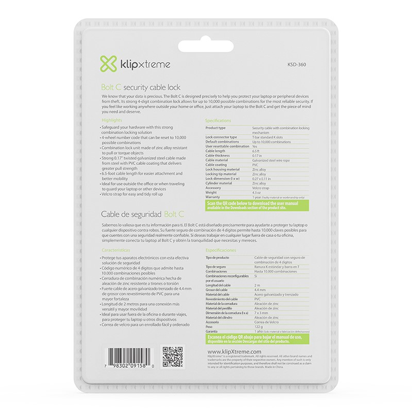 Candado Seguridad Notebook Bolt C Clave Klip Xtreme 7