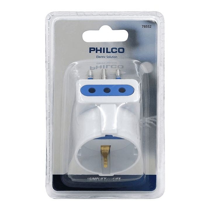 Enchufe Adaptador Schuko Triple Philco 2