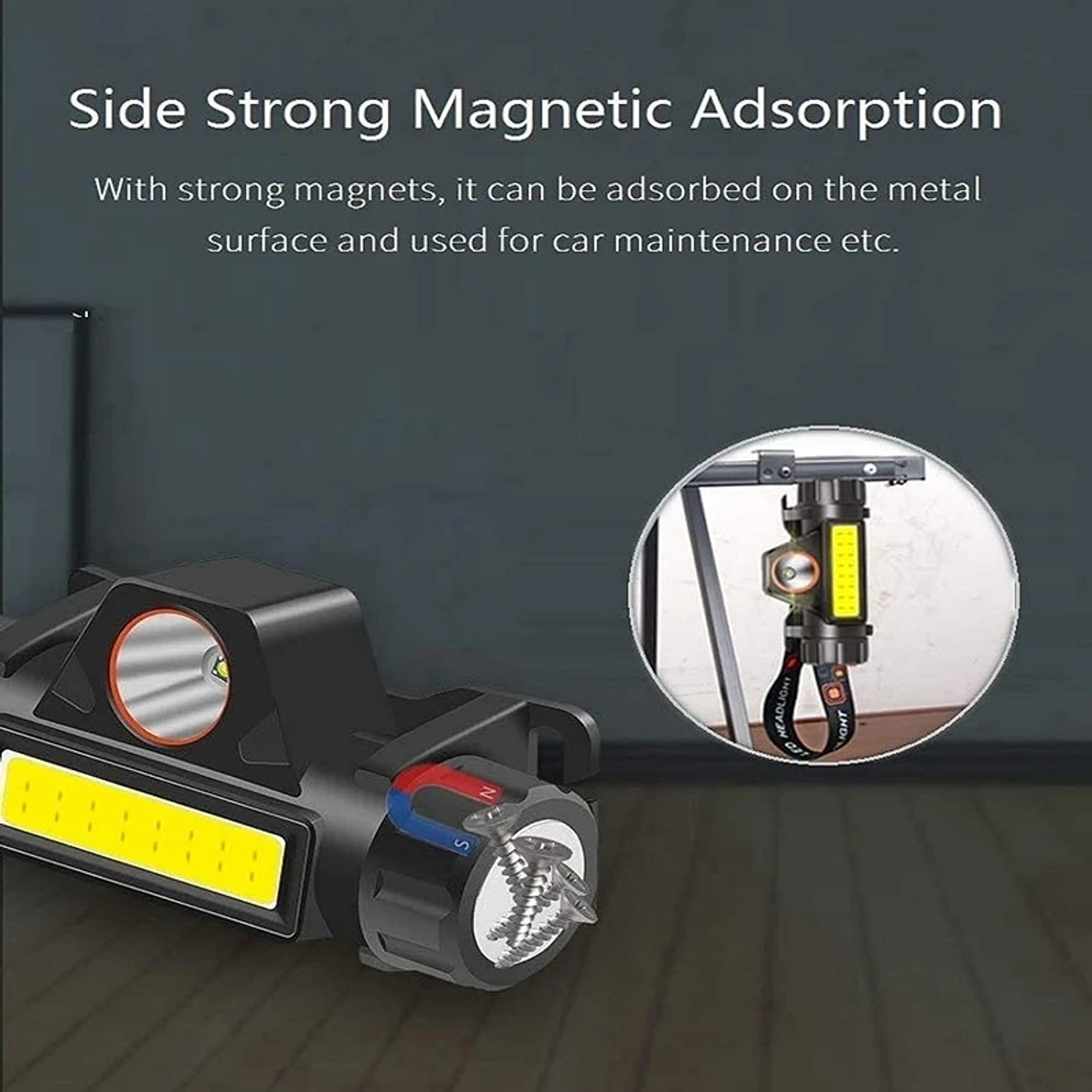 Linterna Cintillo Led Cob Minero Recargable 6