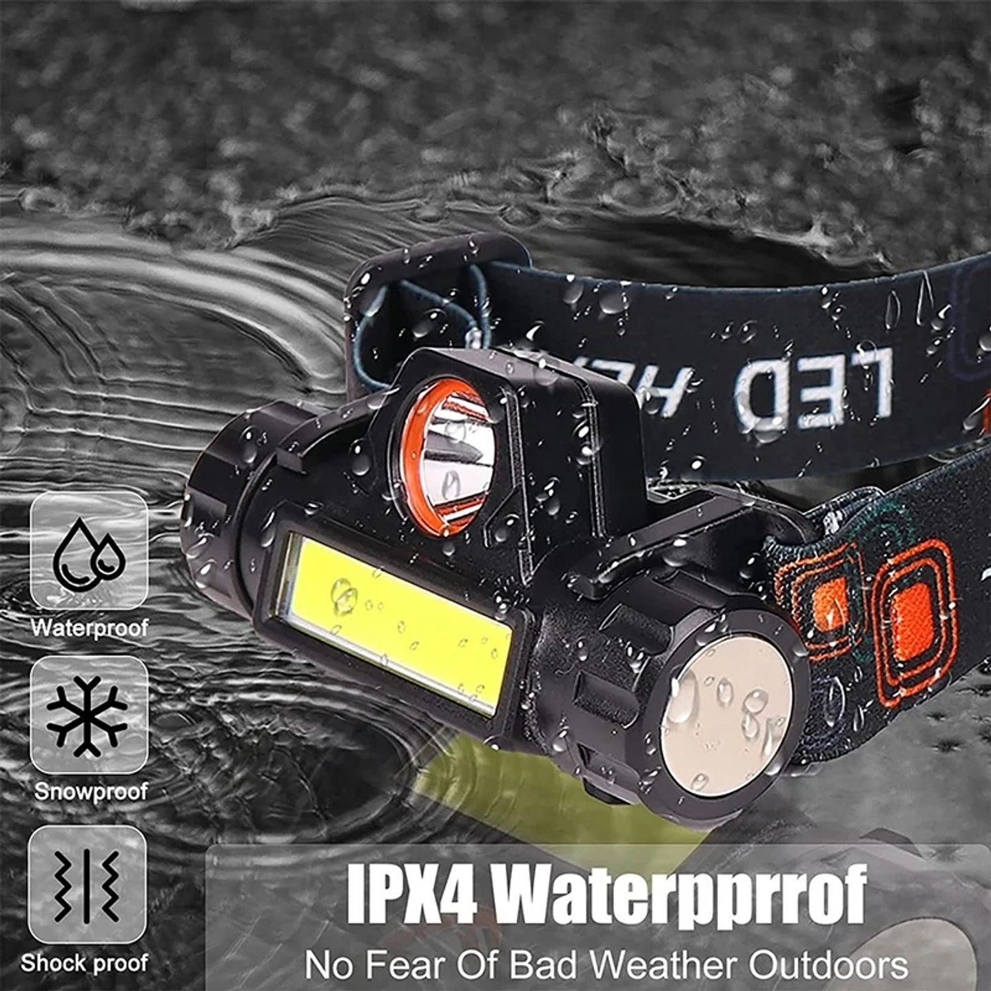 Linterna Cintillo Led Cob Minero Recargable 7