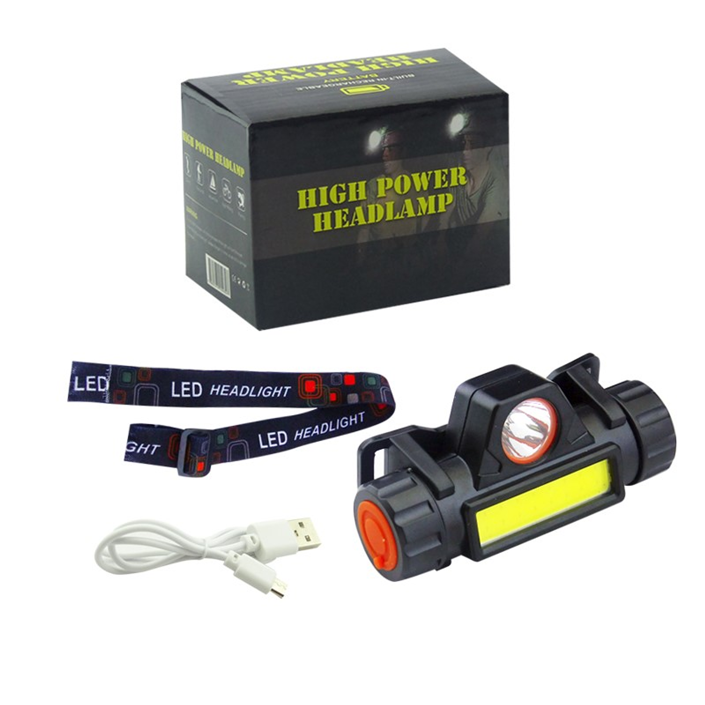 Linterna Cintillo Led Cob Minero Recargable 9