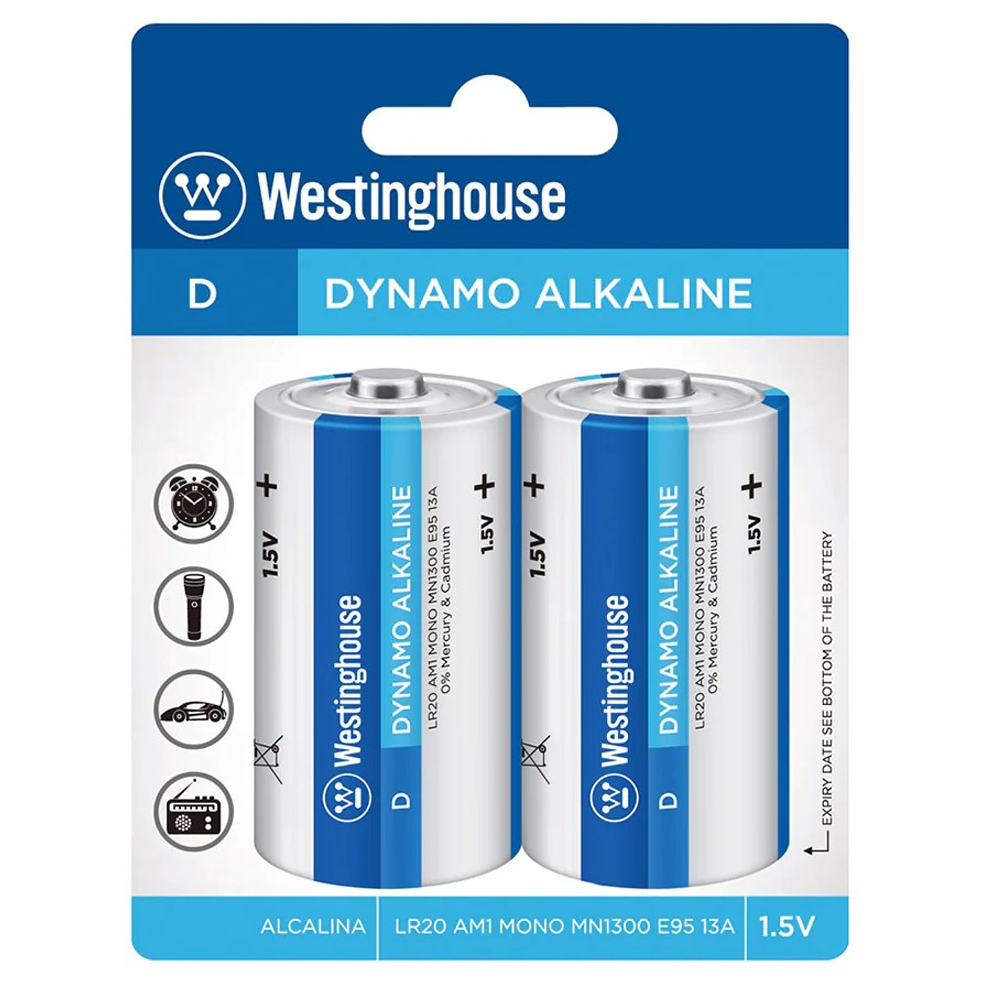 Pack 2 Pilas Dynamo Alcalina D Westinghouse 1