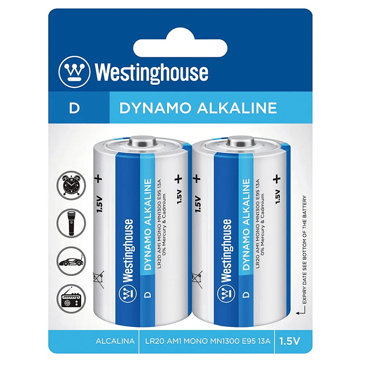 Pack 2 Pilas Dynamo Alcalina D Westinghouse 1