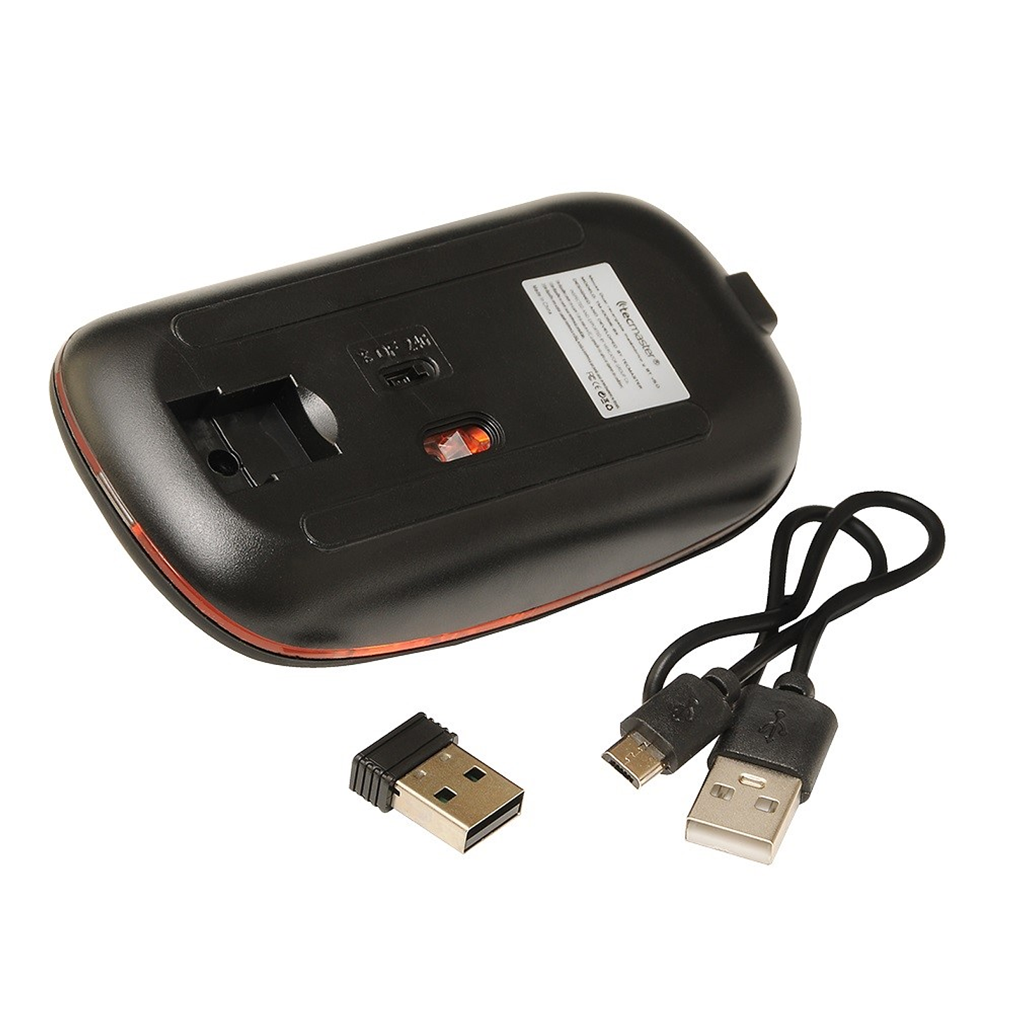 Mouse Slim Dual Inalámbrico Tecmaster Recargable Negro 3