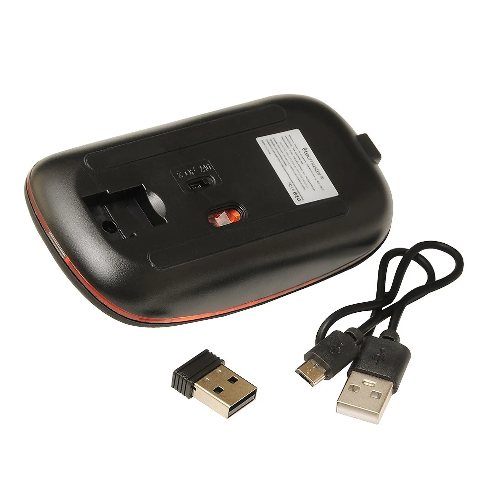 Mouse Slim Dual Inalámbrico Tecmaster Recargable Negro 3