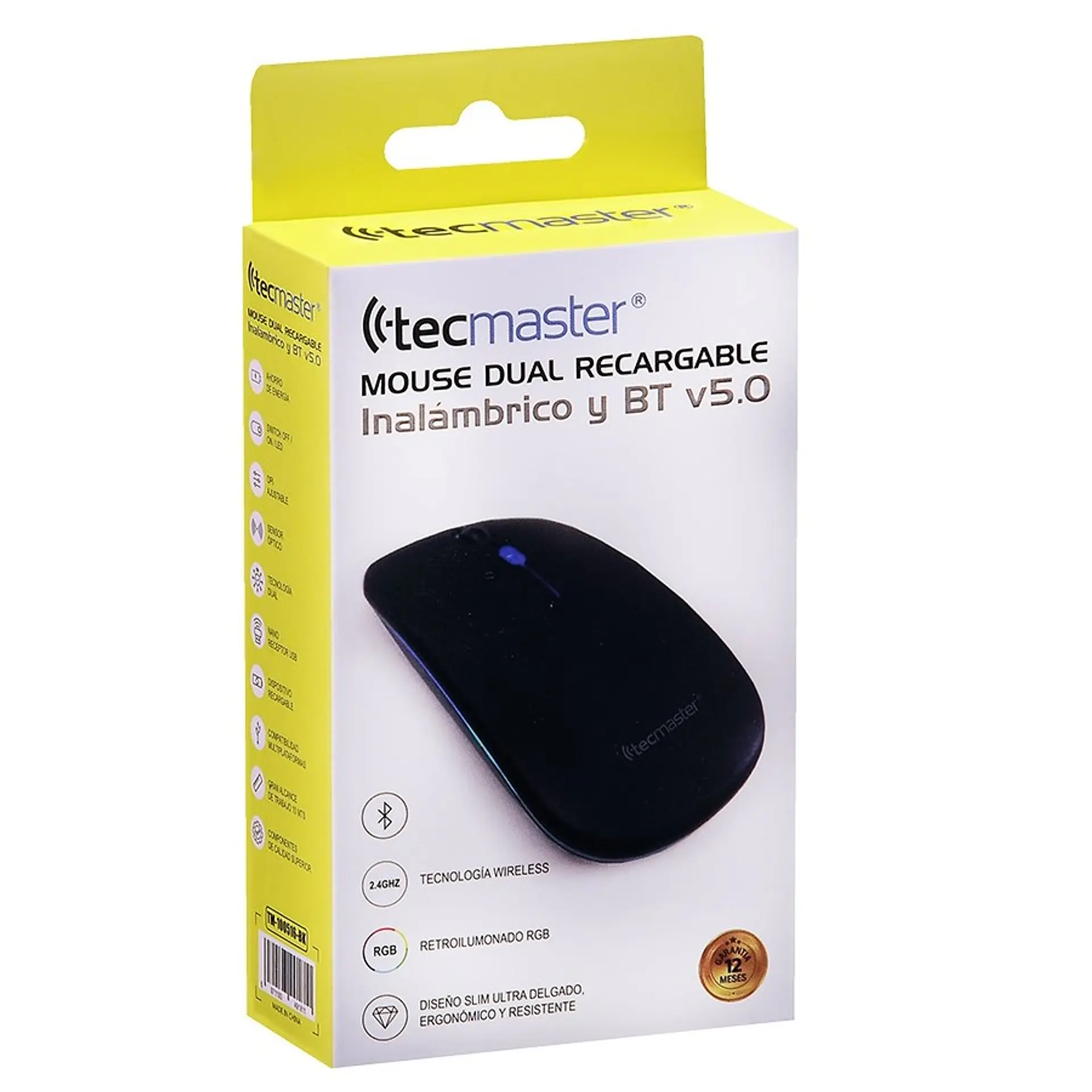 Mouse Slim Dual Inalámbrico Tecmaster Recargable Negro 4