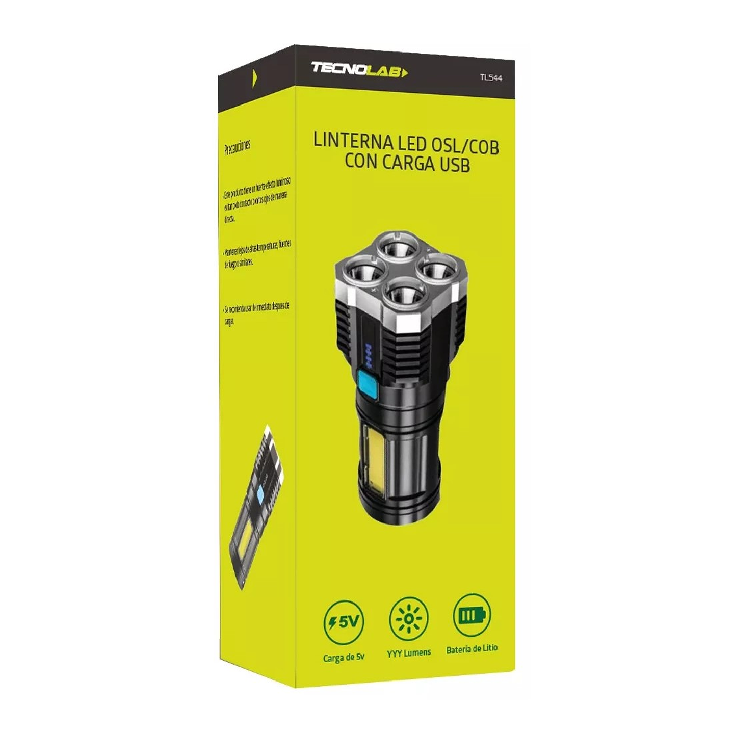 Linterna Tecnolab De Mano 4+1 Led Cob TL544 3