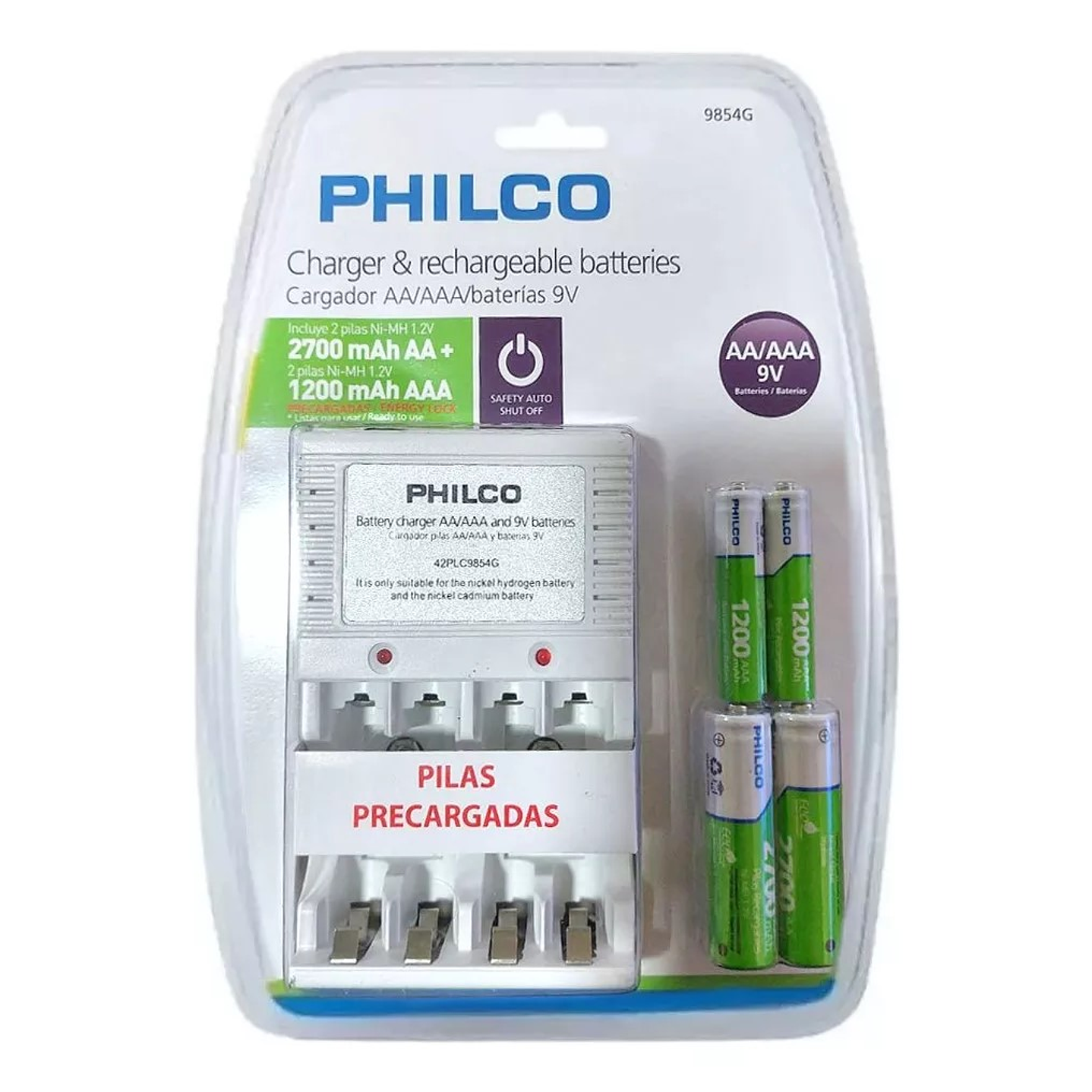 Cargador Pilas Philco + 2 Pilas Aa Y 2 Pilas Aaa Recargables 1