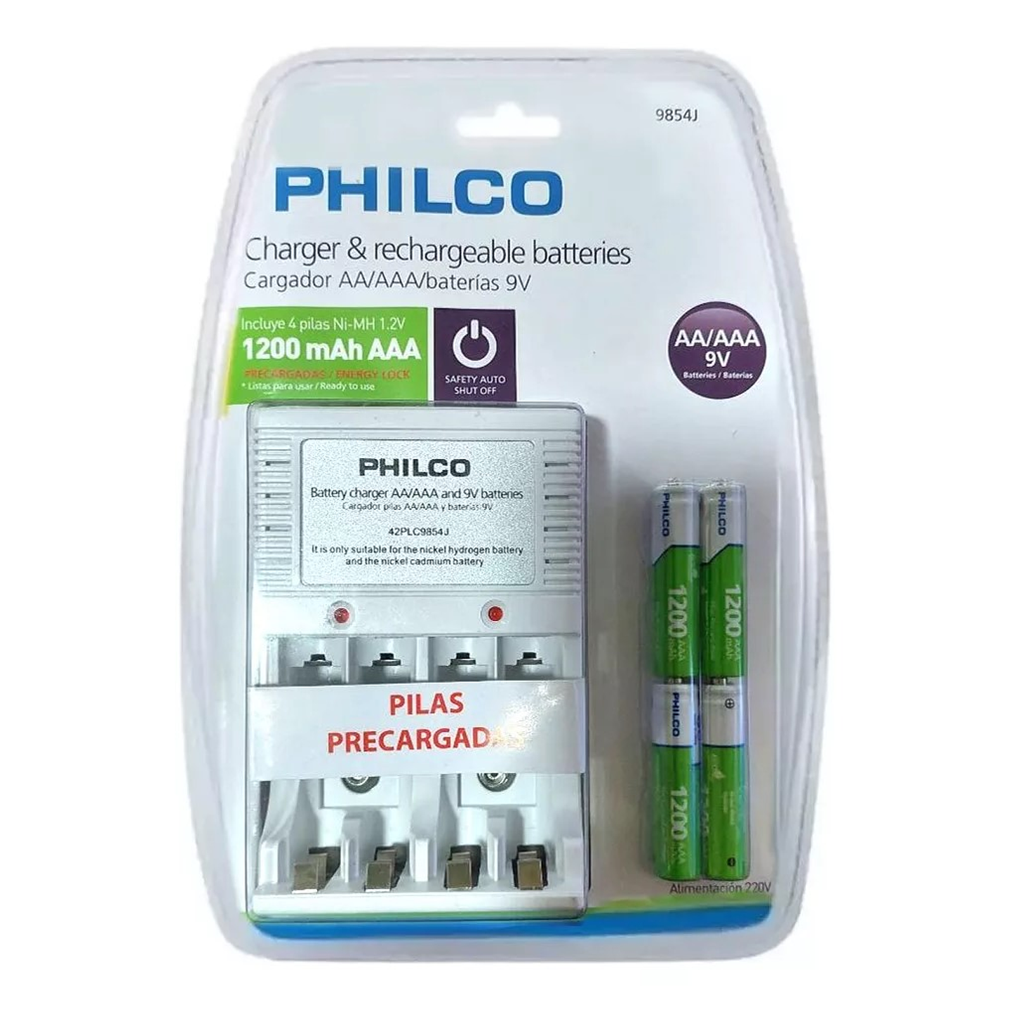Cargador Pilas Philco con 4 Pilas Aaa Recargables 1