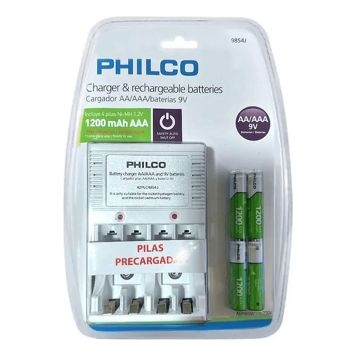 Cargador Pilas Philco con 4 Pilas Aaa Recargables 1