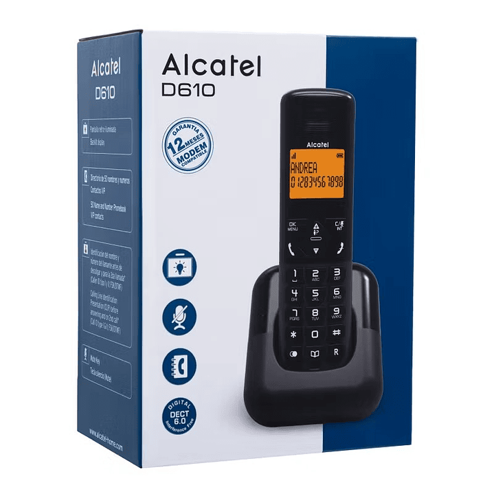 Teléfono Inalámbrico Alcatel D610 CH Negro 4