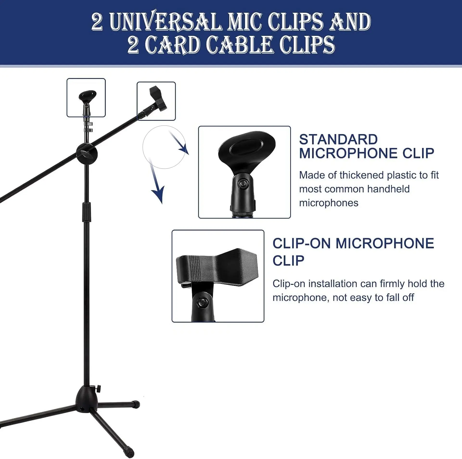 Atril Para Micrófono con Boom Metálico Doble Universal 2