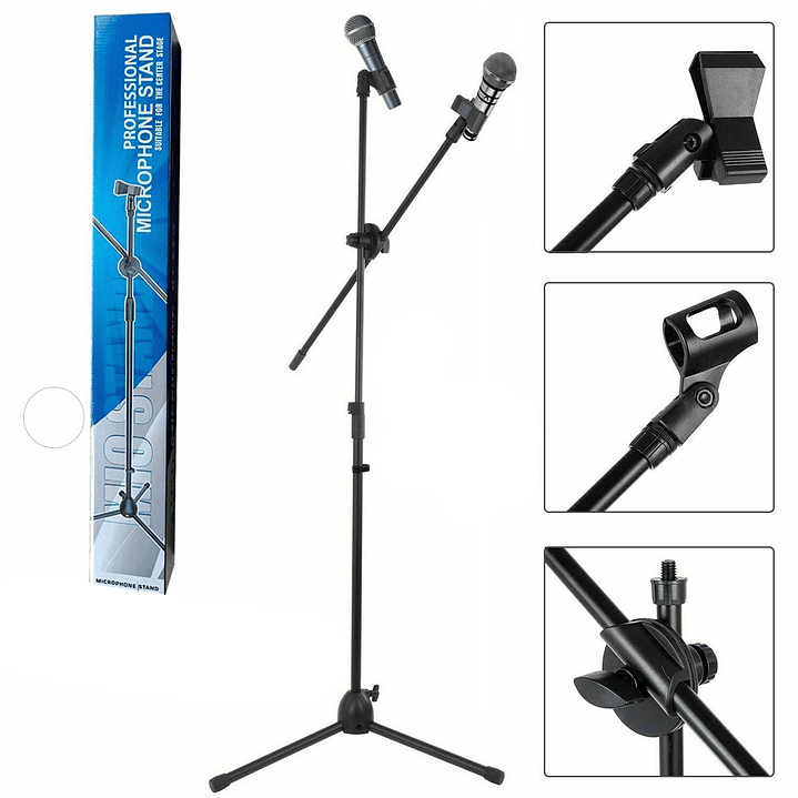 Atril Para Micrófono con Boom Metálico Doble Universal 5