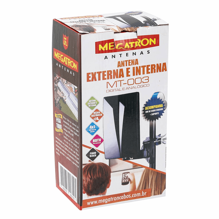 Antena TV Digital HDTV Megatron TVD con Cable 8mt 9