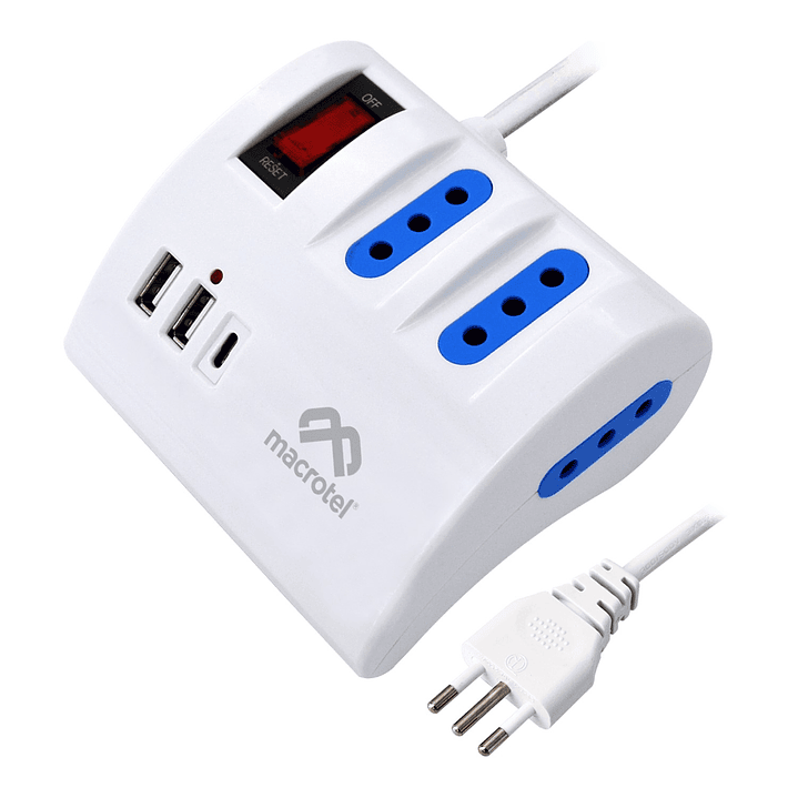 Alargador Extensión Macrotel 3 POS 2 USB 1 Tipo C  1