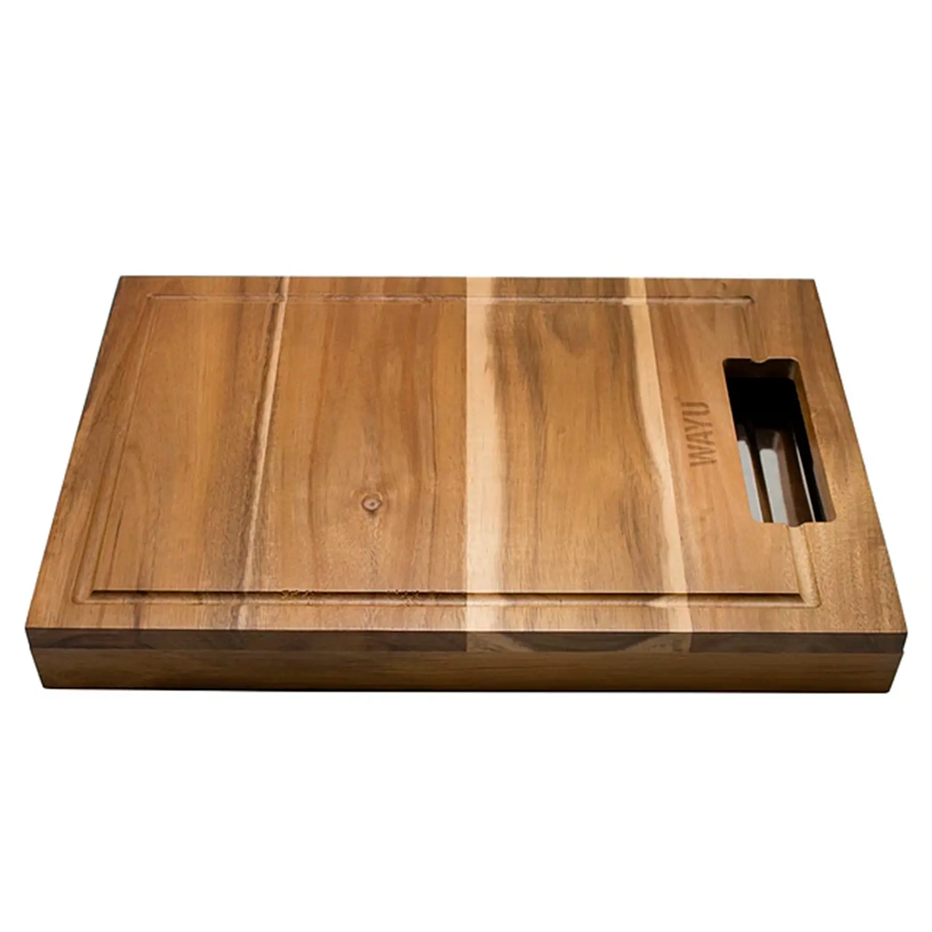 Tabla Madera Con Bandeja De Acero Wayu Liso 1