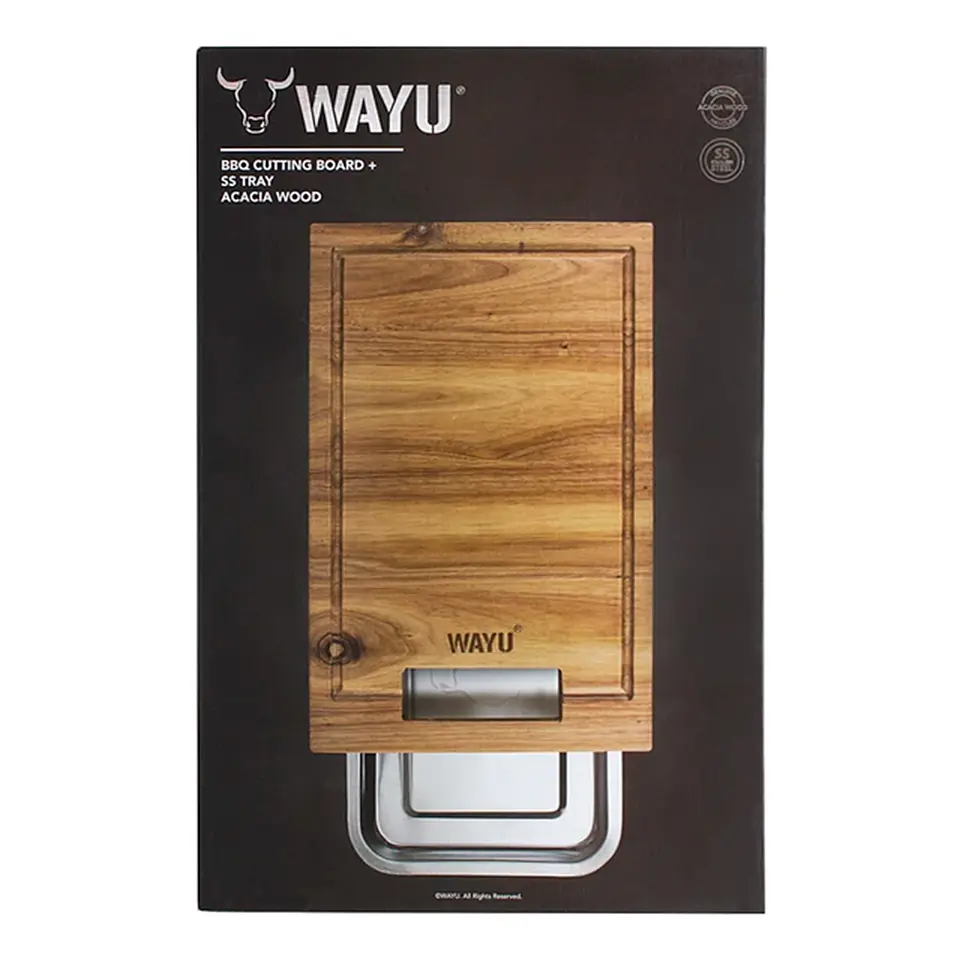 Tabla Madera Con Bandeja De Acero Wayu Liso 2