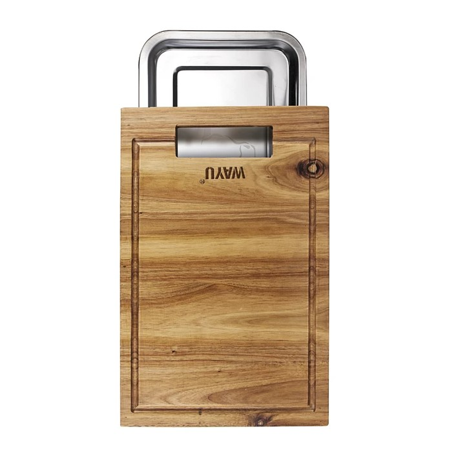 Tabla Madera Con Bandeja De Acero Wayu Liso 3