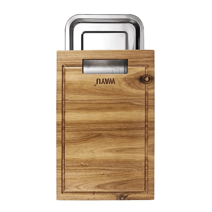 Tabla Madera Con Bandeja De Acero Wayu Liso 3