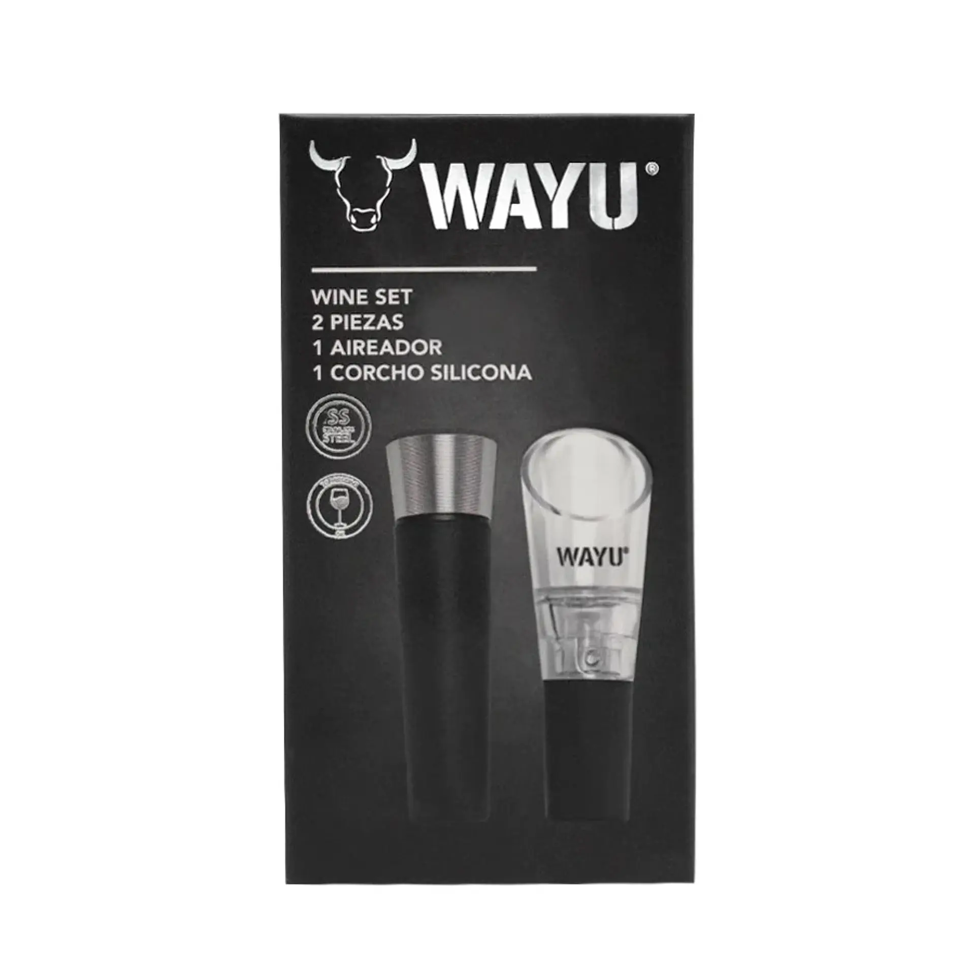 Set De Aireador Y Tapon Vino Wayu 4
