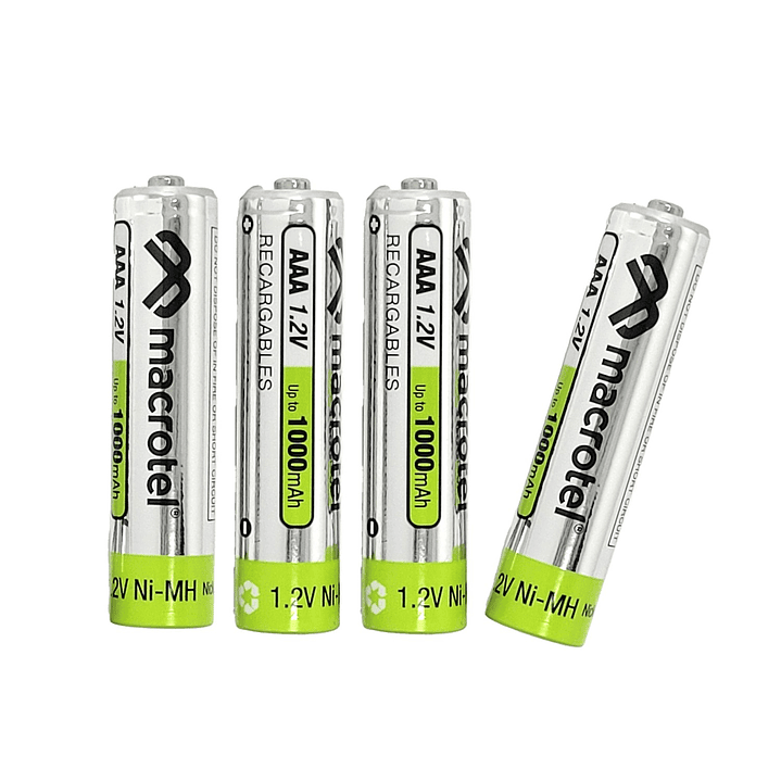 Pack 4 Pilas AAA Recargables Macrotel 1000mha MW-800 2