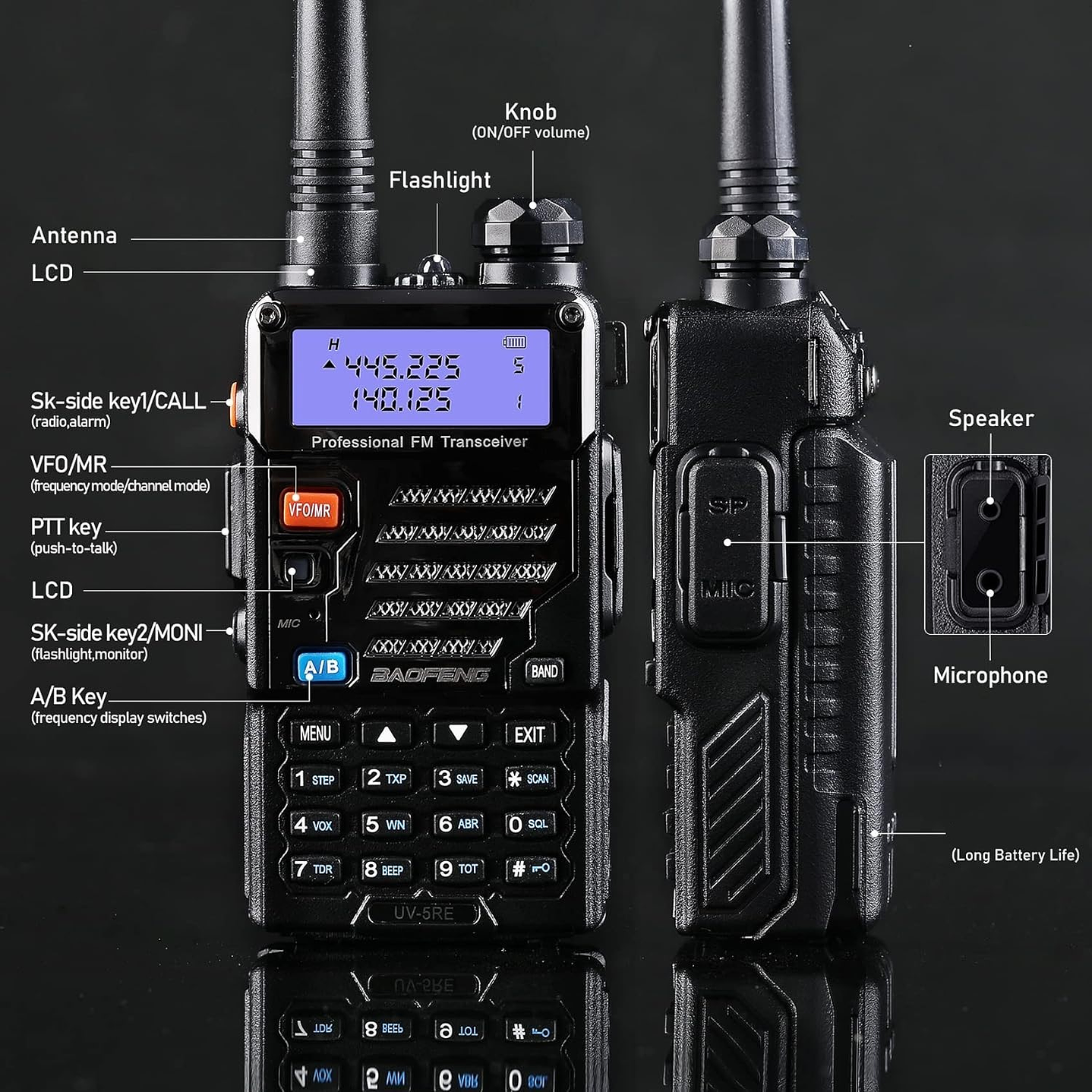 Radio Transmisor VOX Baofeng UV-5RE Negro 6