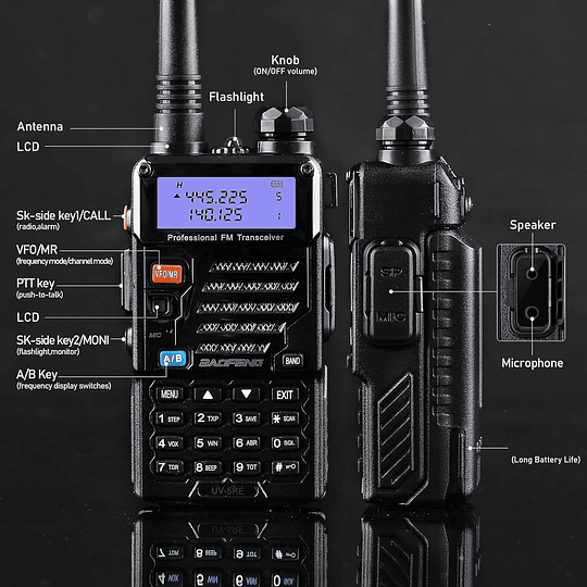 Radio Transmisor VOX Baofeng UV-5RE Negro
