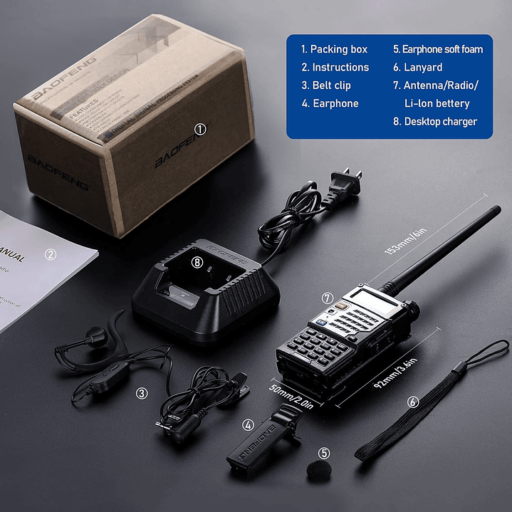 Radio Transmisor VOX Baofeng UV-5RE Negro 7