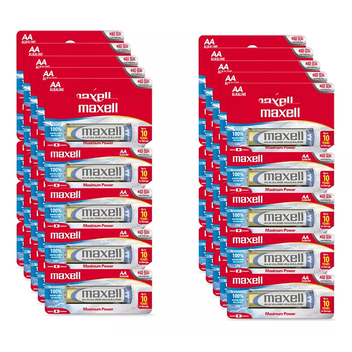 Pack 50 Pilas Alcalinas Aa Maxell Caja Doble A 1