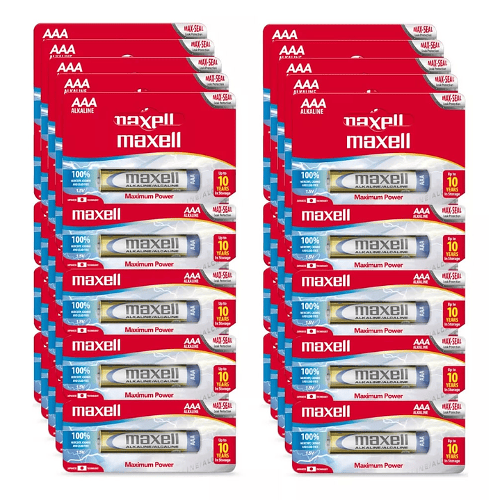 Pack 50 Pilas Alcalinas Aaa Maxell Caja Triple A 1