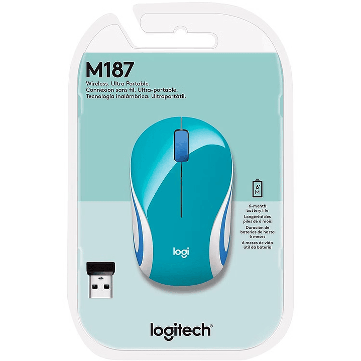 Mouse Inalambrico Logitech M187 Celeste 5