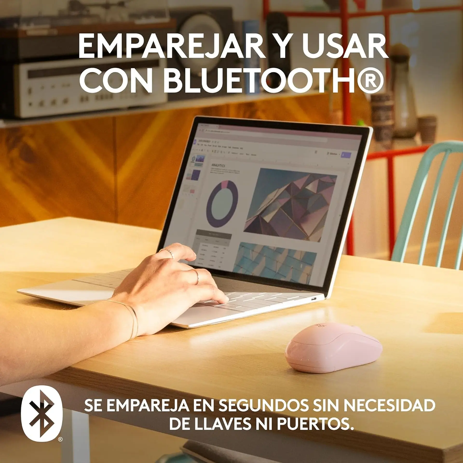 Mouse Bluetooth M240 Logitech Silent Rosado 4