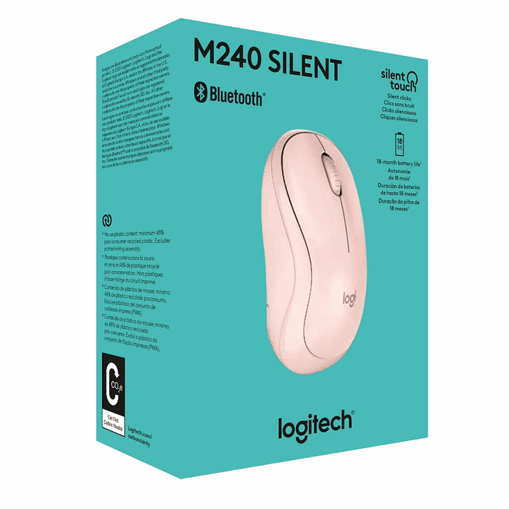 Mouse Bluetooth M240 Logitech Silent Rosado 7