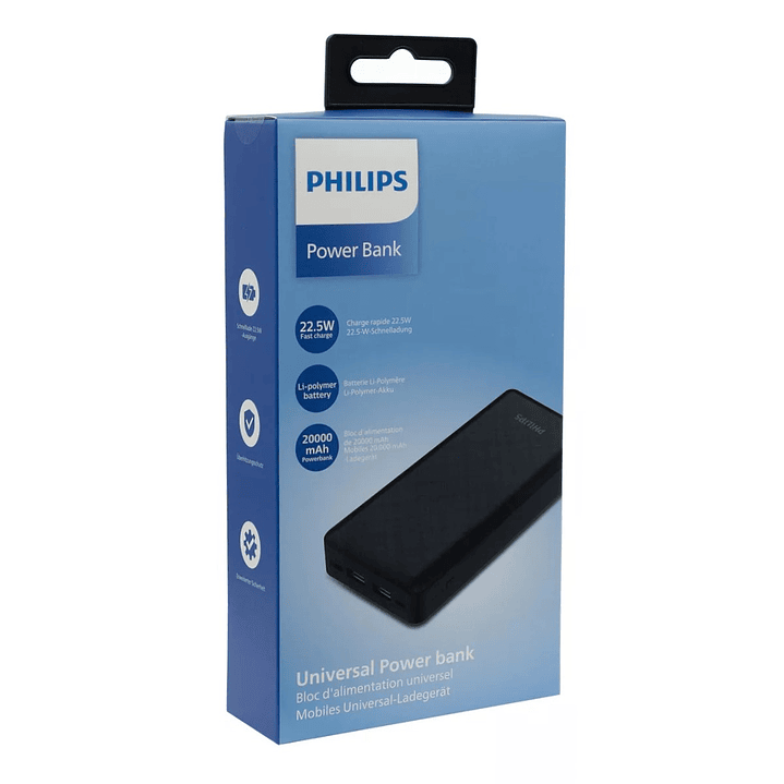 Powerbank Philips 20.000 Mah 22.5w Usb-c DLP8790HB 5