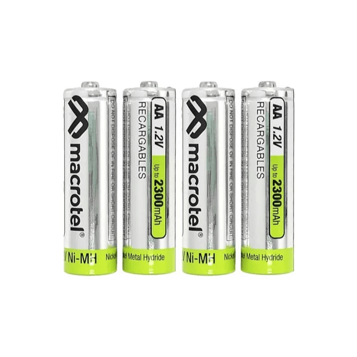 Pack Cargador USB-C con 4 pilas AA Macrotel 2300mha 3