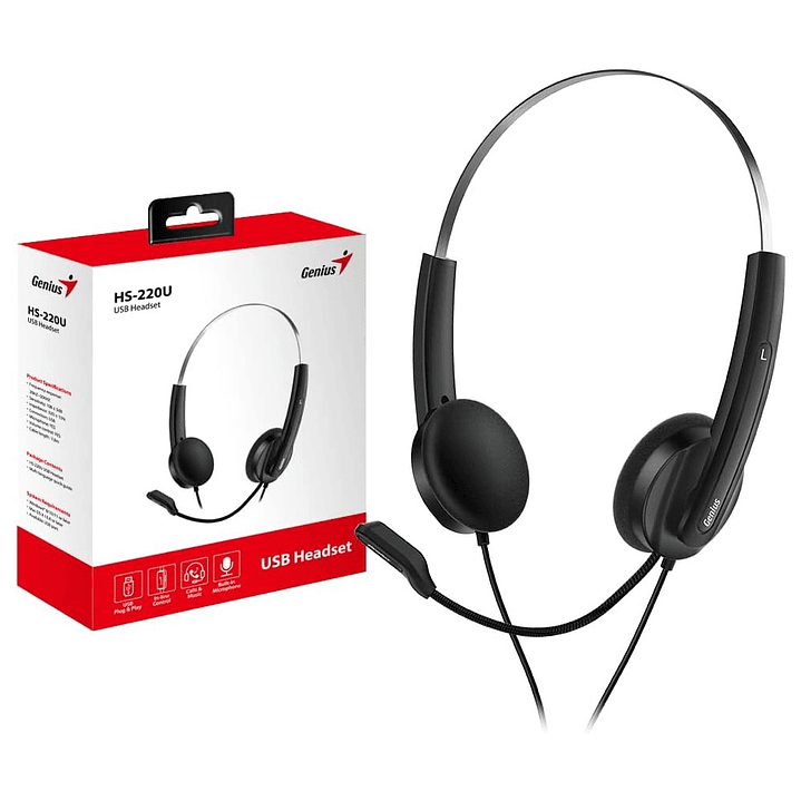 Audífono Genius HS-220U Conexión USB 3