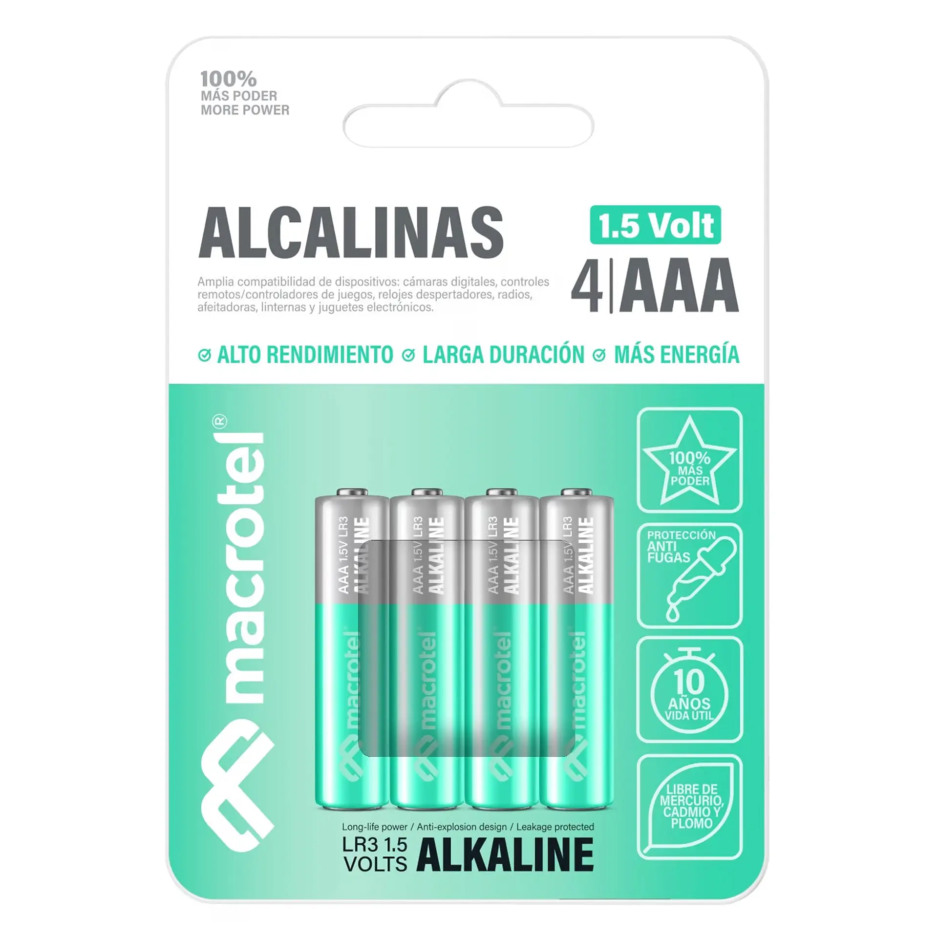 Pack 4 Pilas AAA Alcalinas Macrotel  1