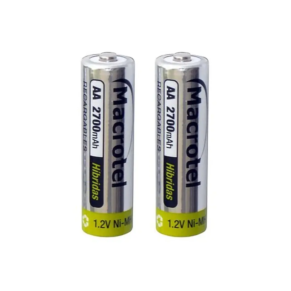 Pack 2 Pilas Recargables AA Macrotel 2700ma  2
