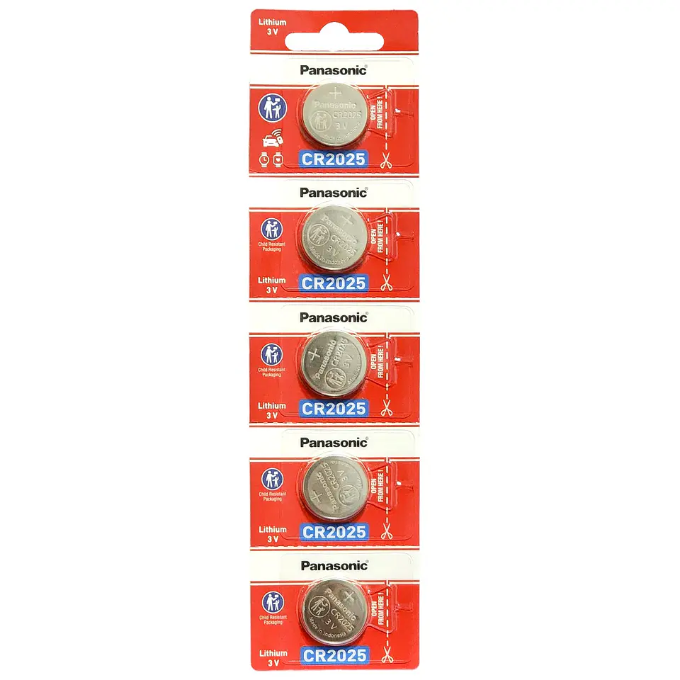 Pack 5 Pilas Panasonic Botón Litio Cr2025 3V 1
