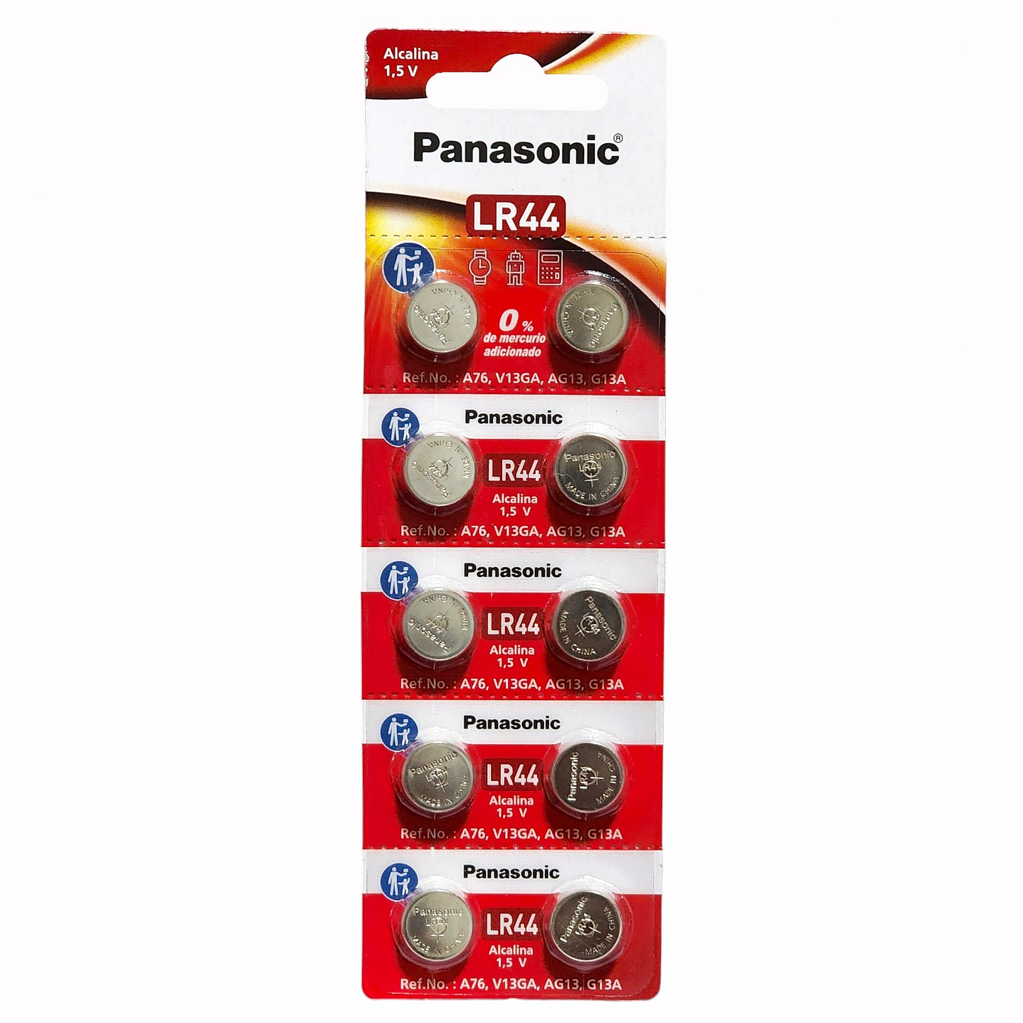 Pack 10 Pilas LR44 Alcalinas A76 Panasonic AG13 1