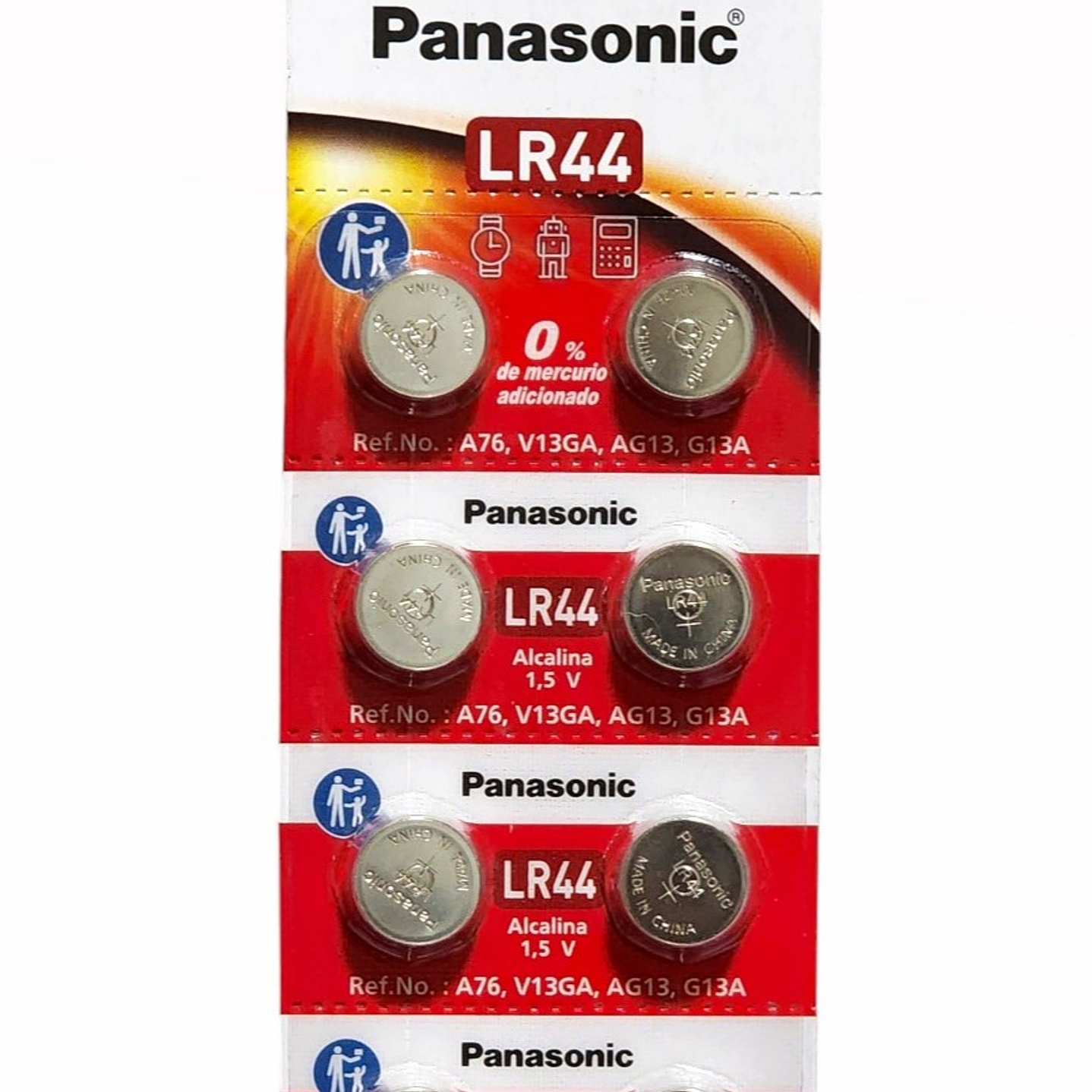 Pack 10 Pilas LR44 Alcalinas A76 Panasonic AG13 2