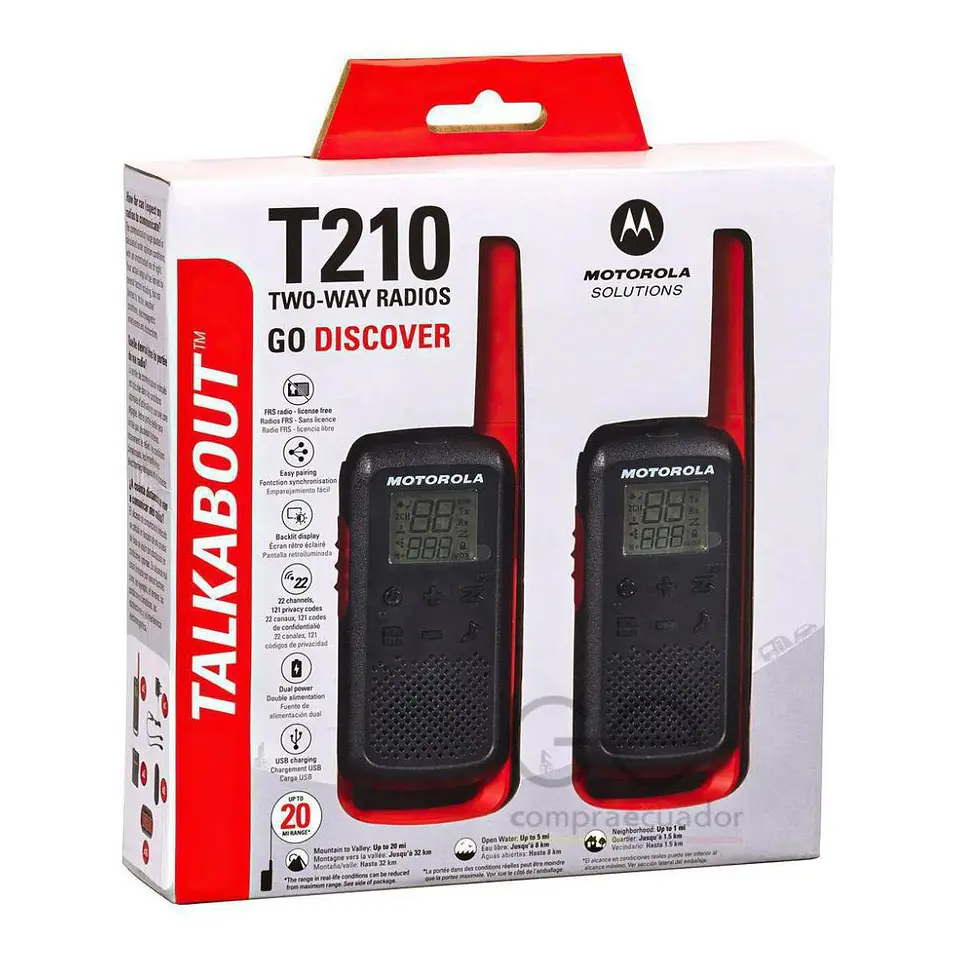 Pack 2 Radios Walkie Talkie Motorola T210 Talkabout 5