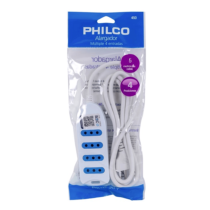 Alargador Eléctrico Philco 450B 5 Mts 4 Pos Blanco 4
