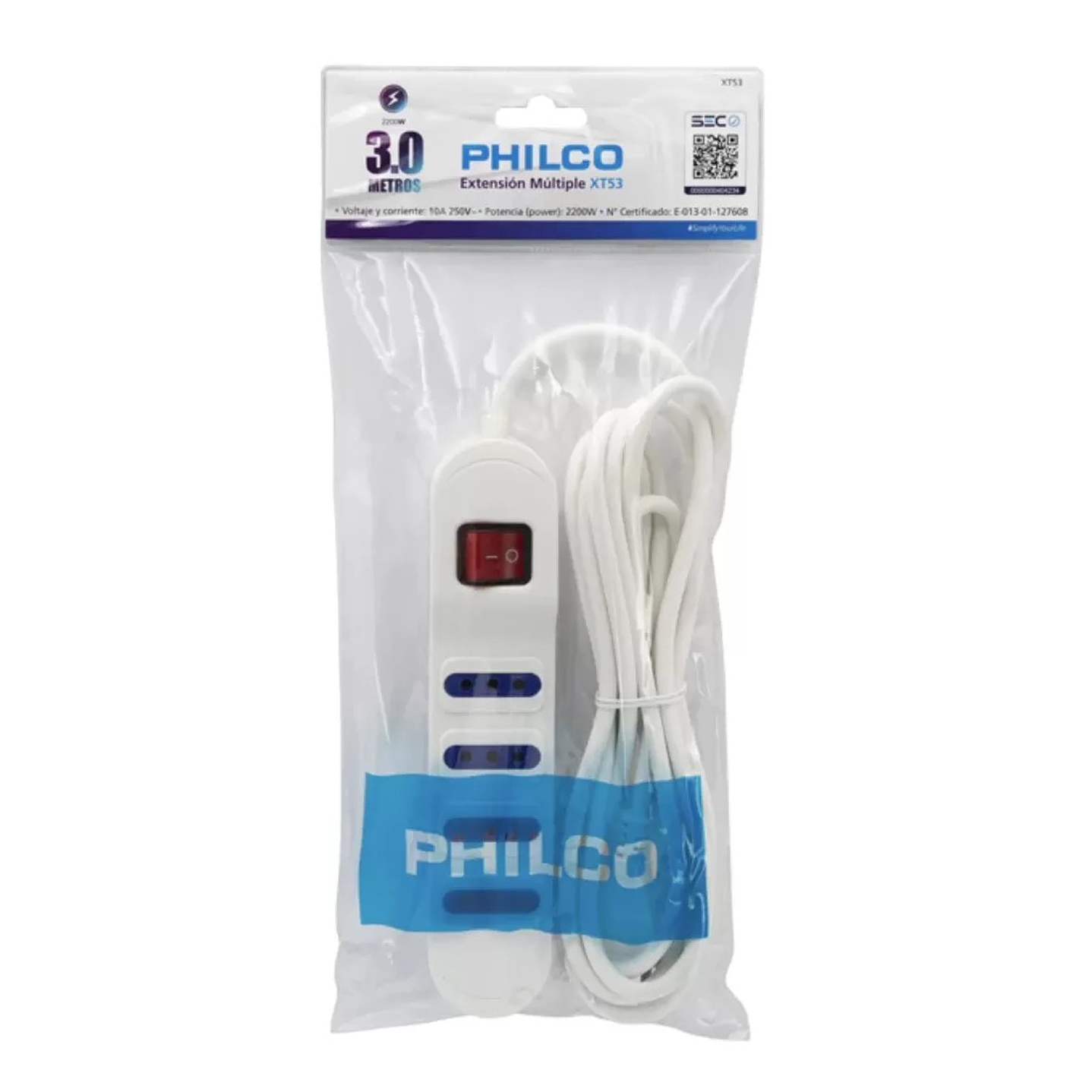 Alargador Eléctrico Philco 1430B 3 Mts 4 Pos Blanco 2