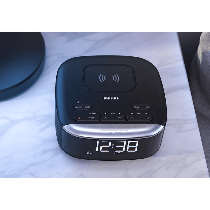 Radio Reloj Despertador Bluetooth y Cargador Philips TAR7606 8