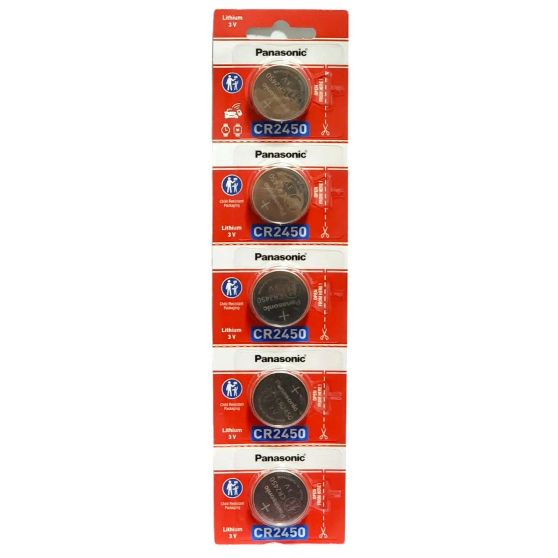 Pack 5 Pilas Panasonic Botón Litio Cr2450 3V 1