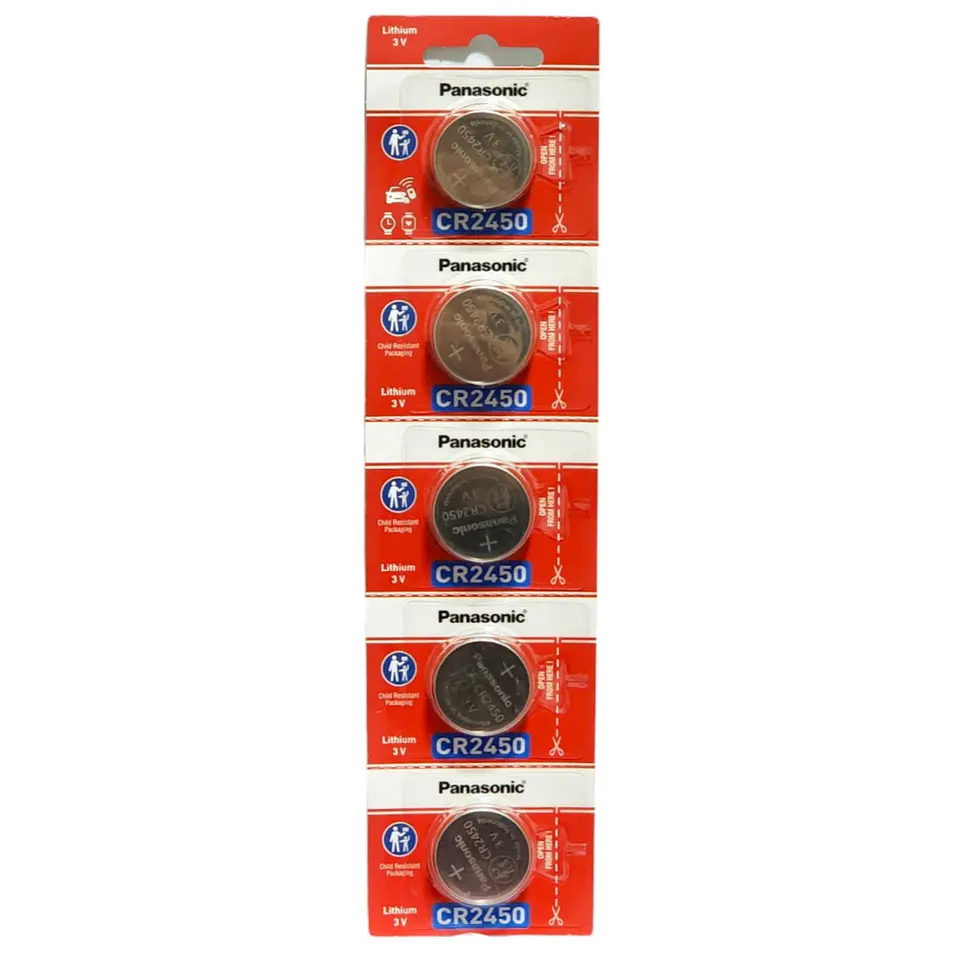 Pack 5 Pilas Panasonic Botón Litio Cr2450 3V 1