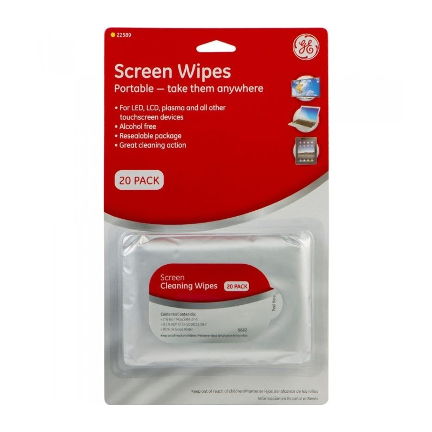 Pack 20 Toallitas de limpieza Pantallas y Electrónicos GE 1