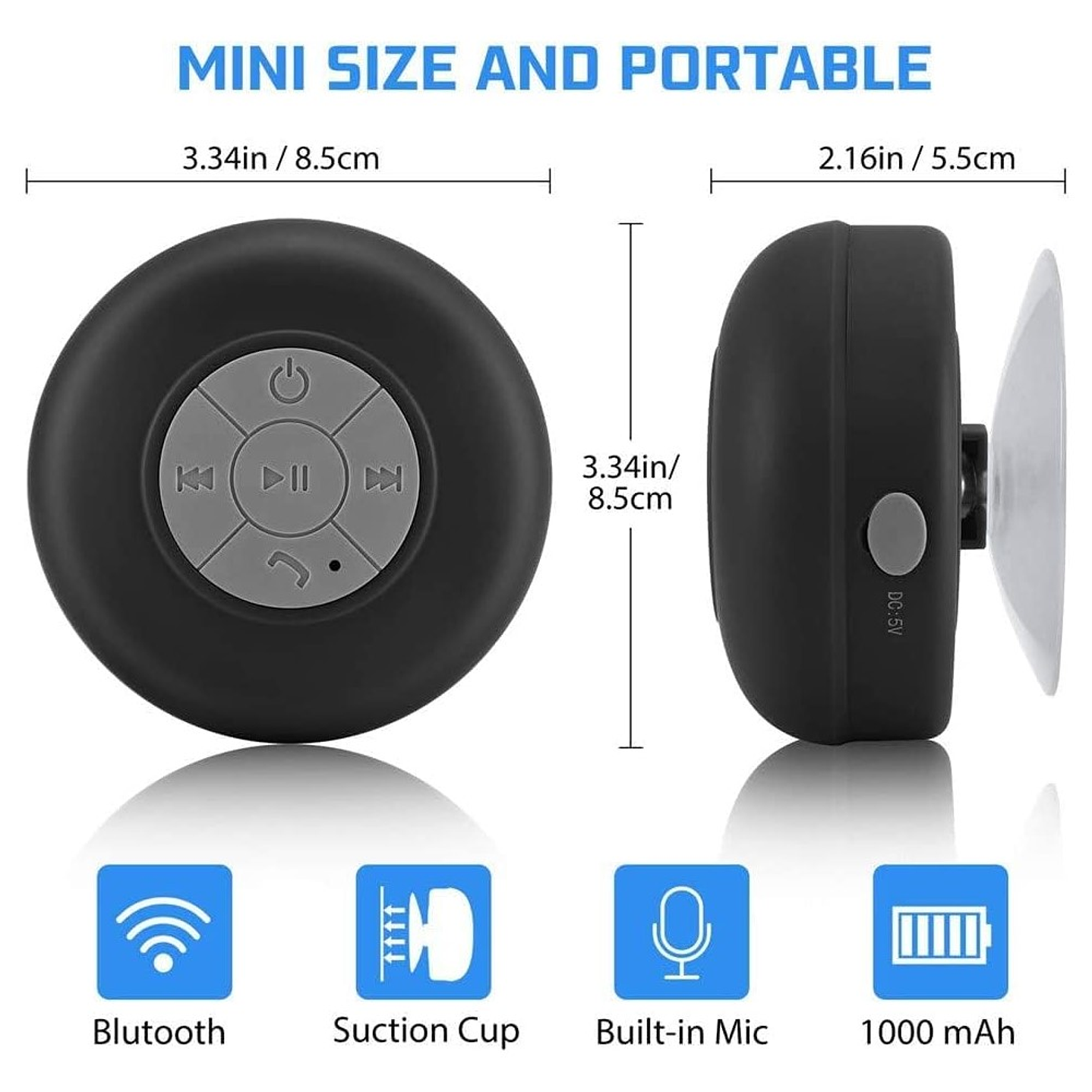 Parlante Ducha Dblue DBS046BK Inalámbrico Negro 6