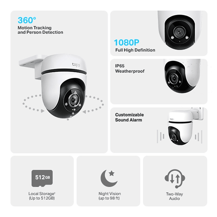 Cámara de Seguridad Exterior Wifi Tapo C500 P/T 360° 2